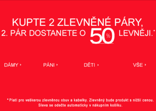 Deichmann - sleva 50% na druhý produkt