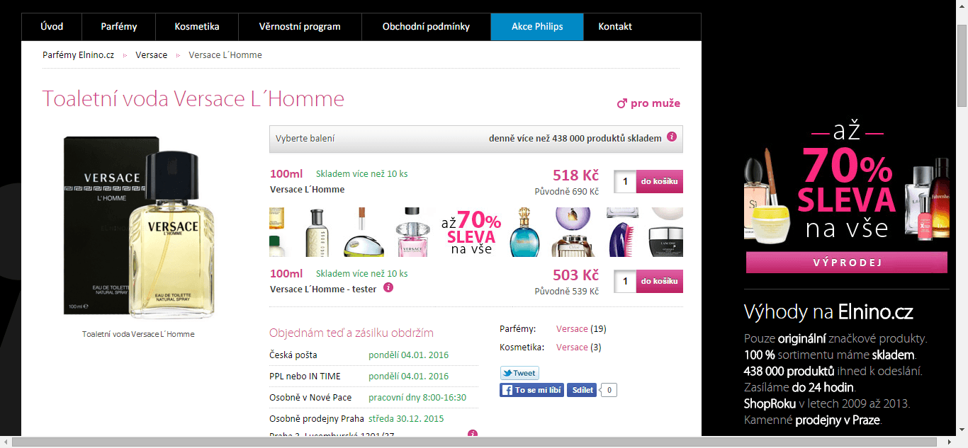 Pánský parfém Versace L´Homme 100 ml