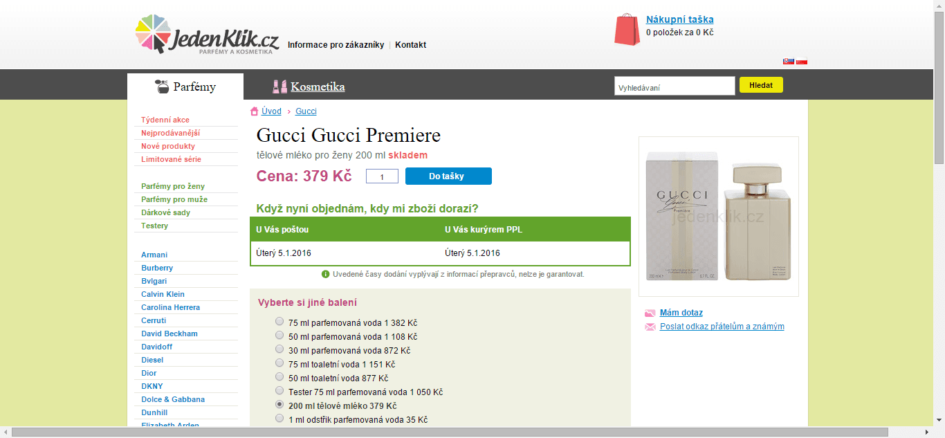 Gucci Premiere tělové mléko 200 ml