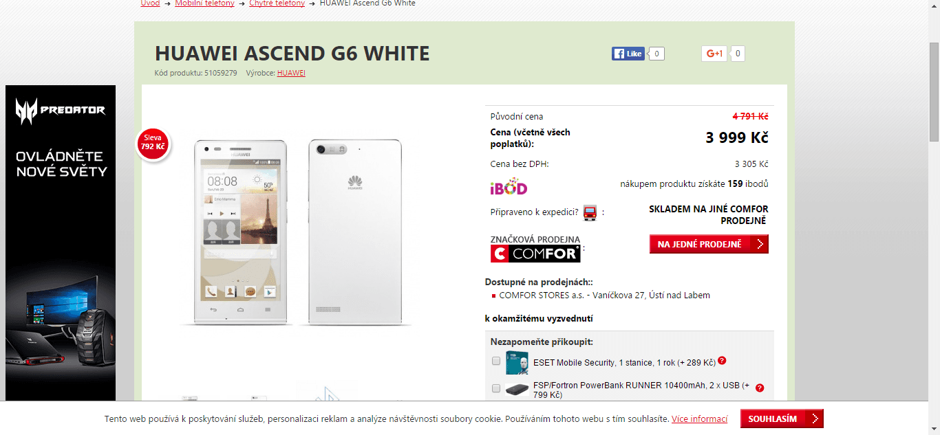 Huawei G6, 4x 1,2GHz, 1GB RAM, 4,5" qHD