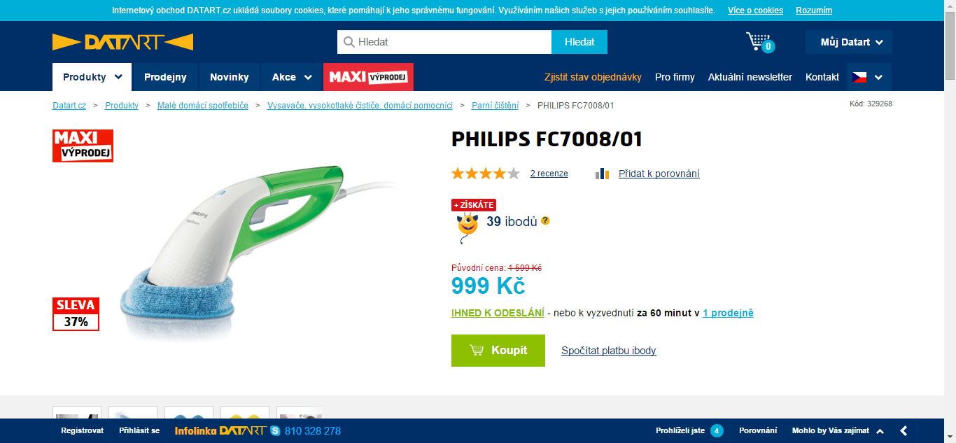 Parní čistič Philips FC7008/01