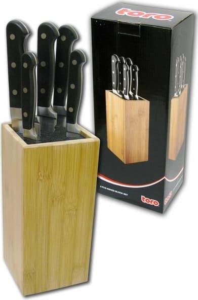 Sada 5 nožů + blok na nože 24x10 cm