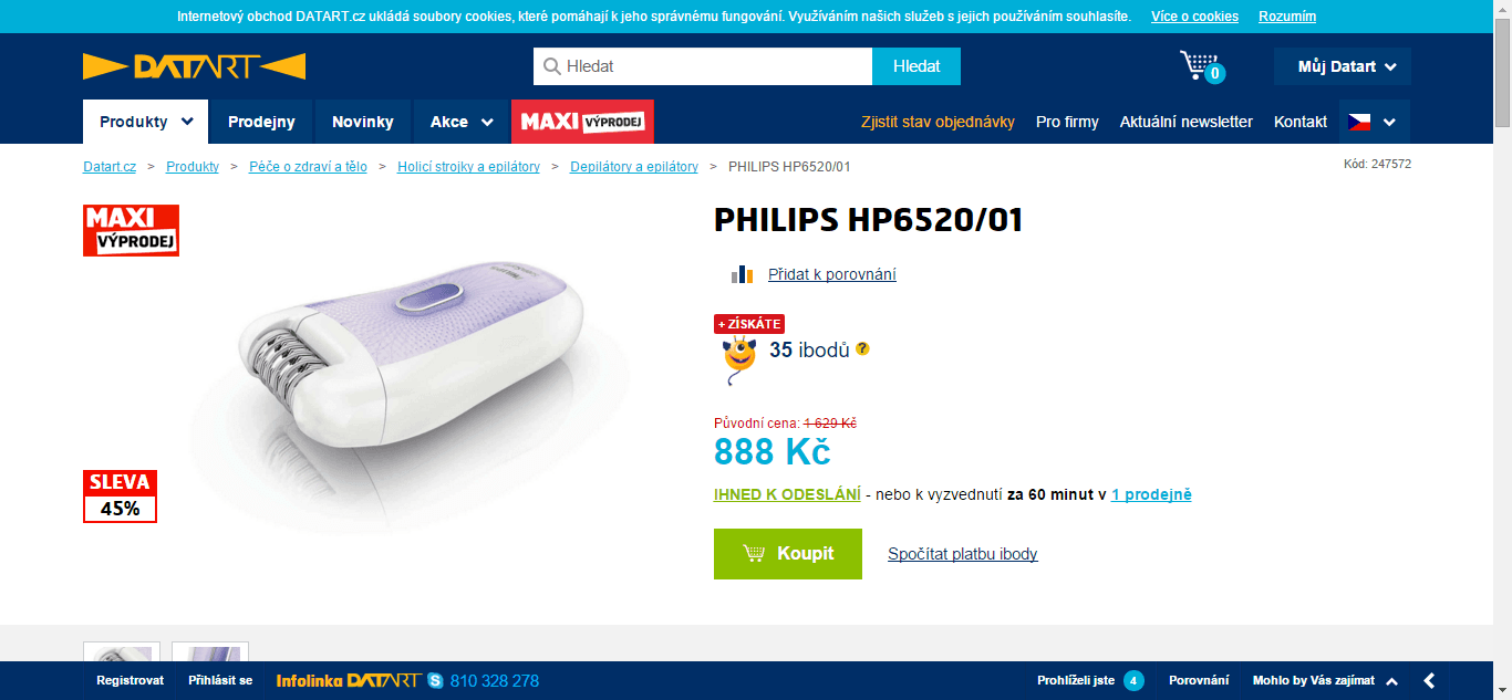 Epilátor Philips HP 6520