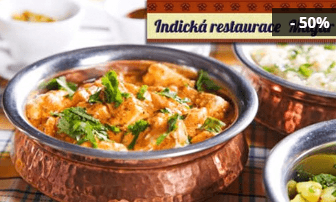 50% sleva na jídla v indické restauraci 