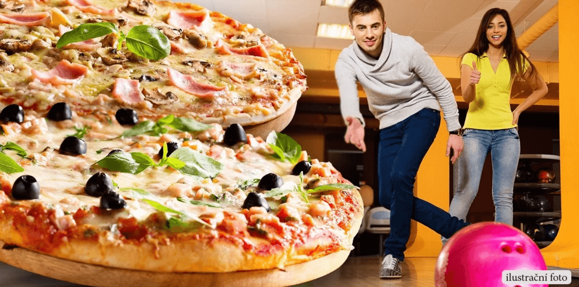 2 pizzy a hodina bowlingu až pro 6 osob
