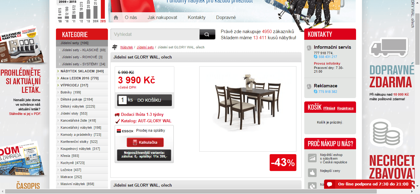 Jídelní set - stůl + 4 židle, masiv