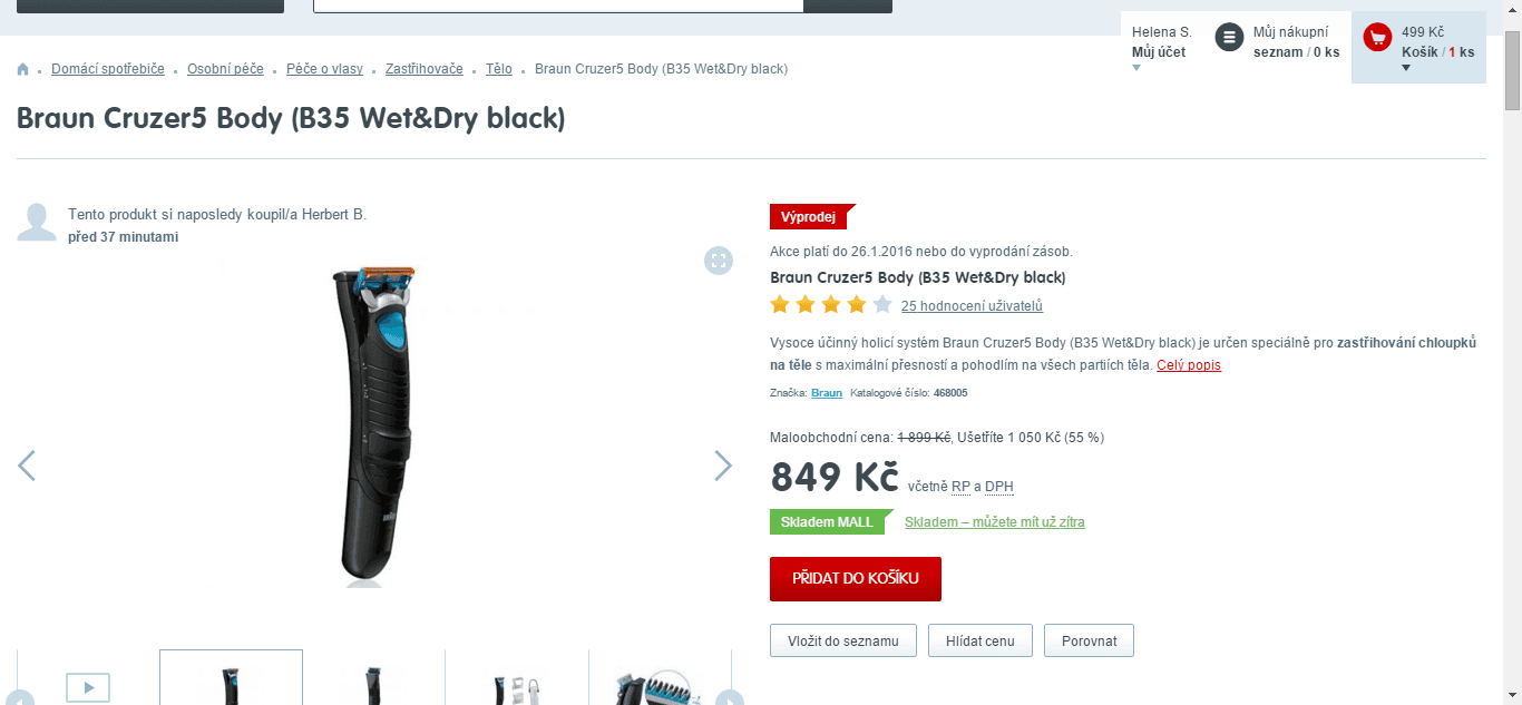 Zastřihovač Braun Cruzer5 Body 