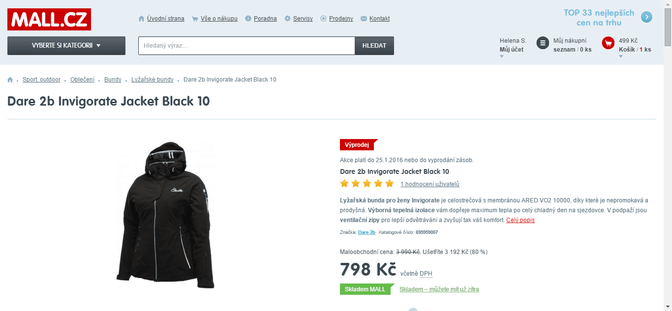Běžky a lyžařská bunda
