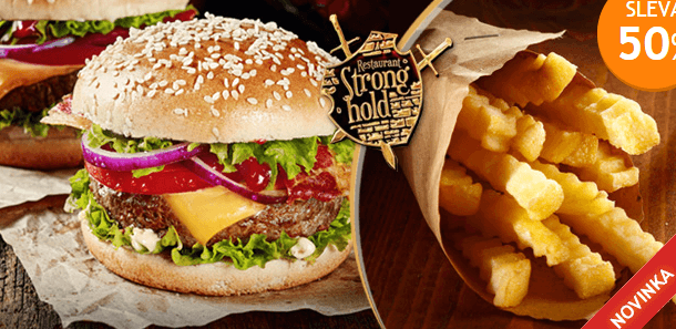 2x 150g hovězí burger + hranolky + omáčka