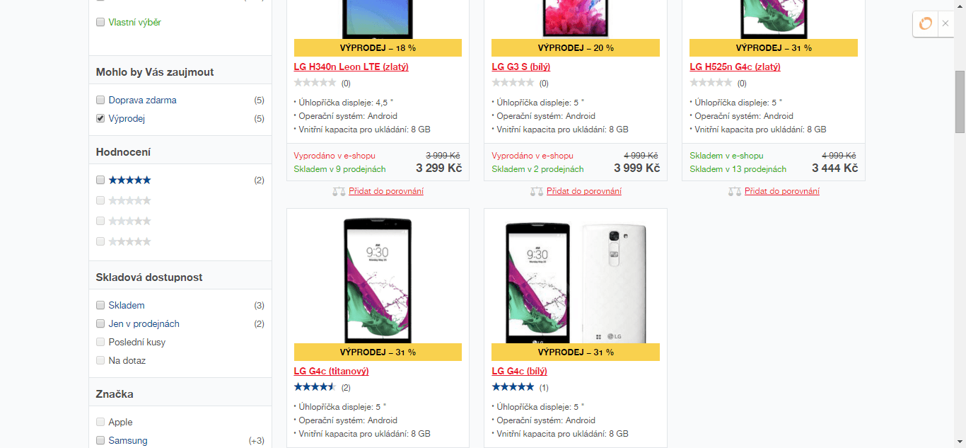 LG G4, 4x 1,2GHz, 1GB RAM, 5"