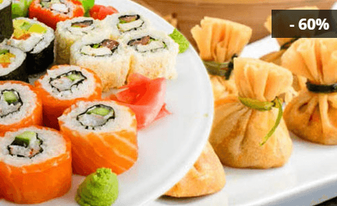 60% sleva na sushi + 50% sleva na ostatní jídla