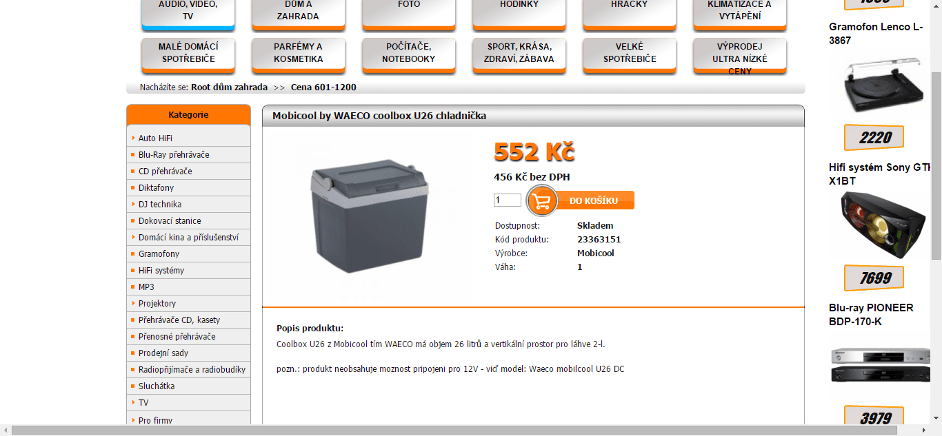 Chladnička do auta MobiCool - 26 l.