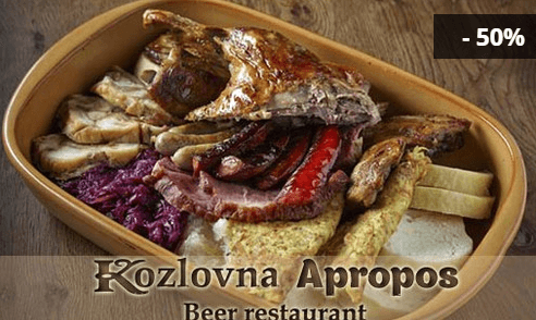 50% sleva na jídla v restauraci Kozlovna