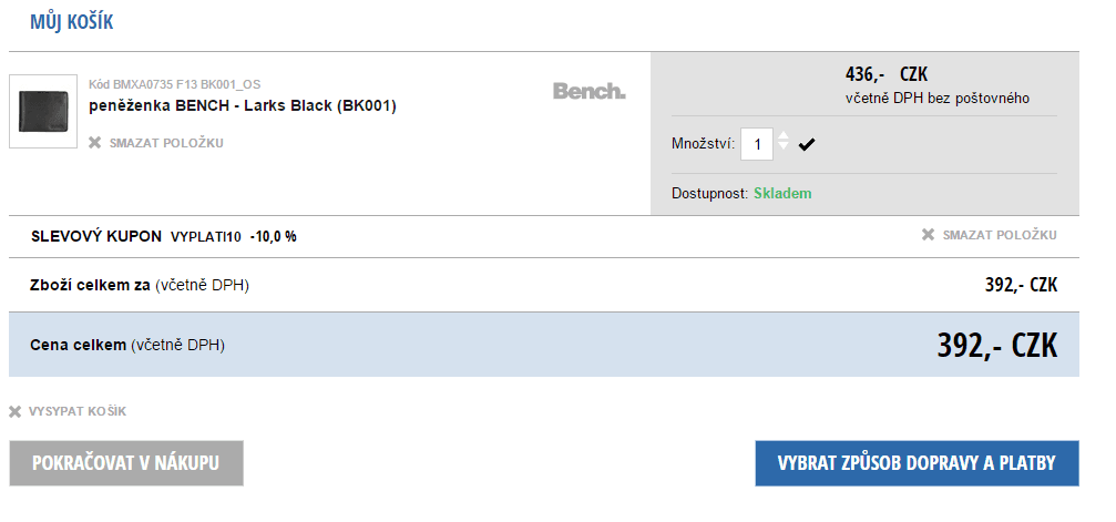 Pánská kožená peněženka Bench