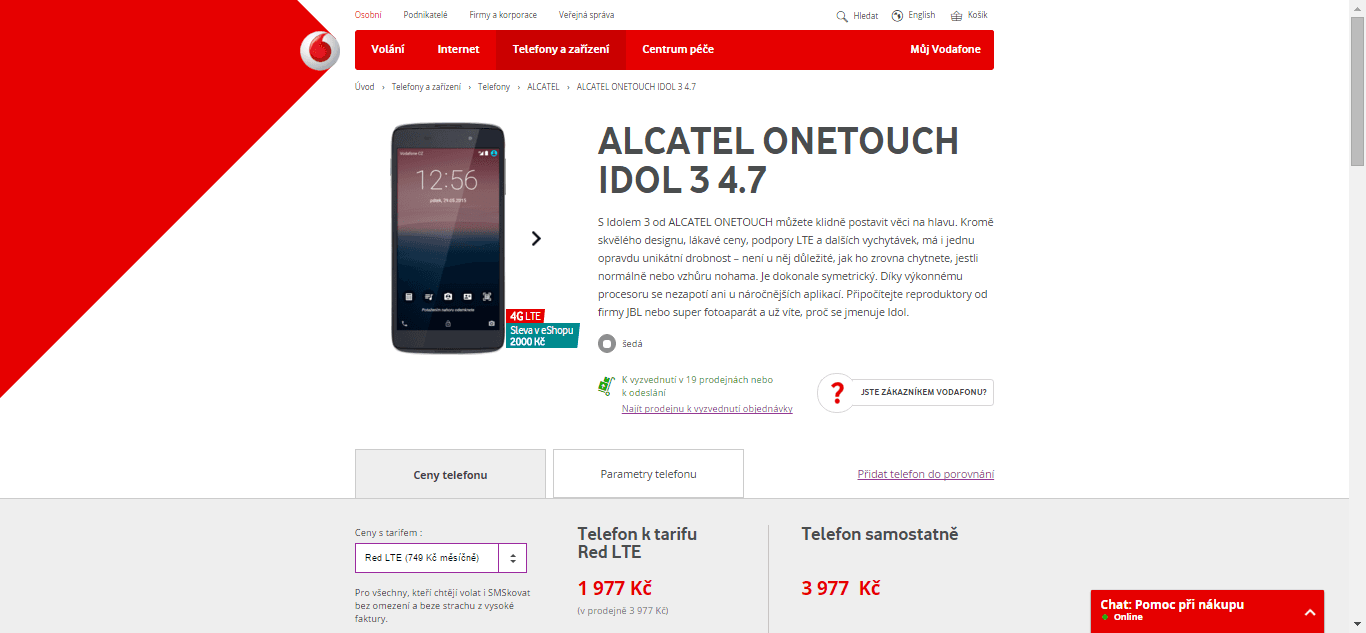 Alcatel Idol 3, 4x 1,2GHz, 1,5GB RAM, 4,5"