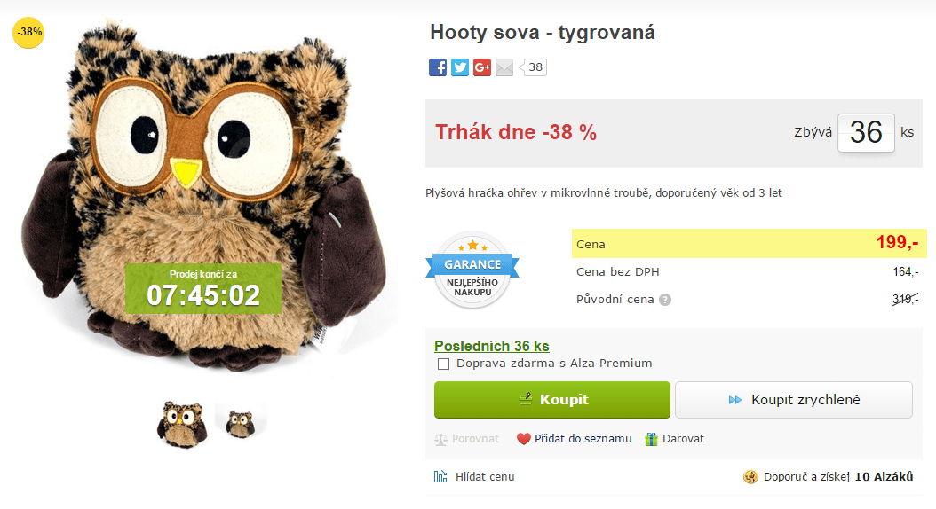 Nahřívací plyšová Sova Hooty