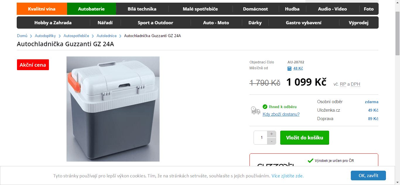 Autochladička Guzzanti GZ 24A - chladí i ohřívá