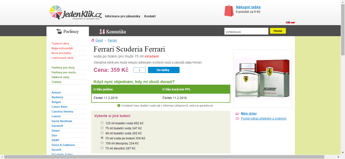 Voda po holení Ferrari Scuderia Red 75 ml