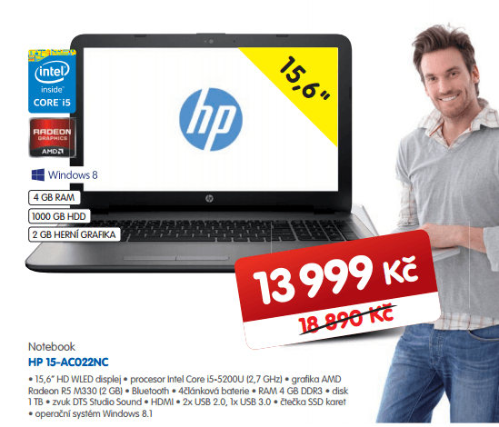 HP, i5 až 2,7 GHz, 4 GB RAM, 2 GB grafika, 15,6"