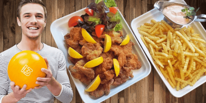 Kilo vepřových miniřízečků,hranolky a hra bowlingu