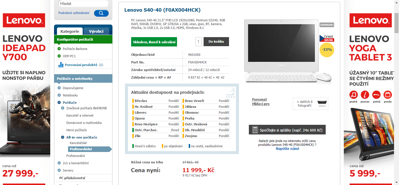 PC Lenovo, 3,1GHz, 4GB RAM, 2GB nVidia