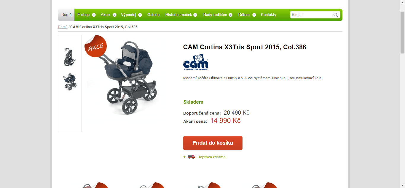 4 kombinace kočárku Cam Cortina X3Tris