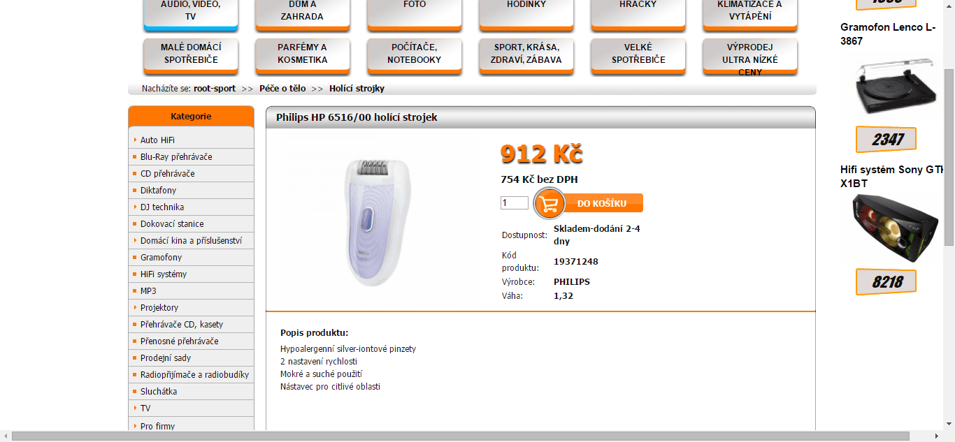 Epilátor Philips HP 6519