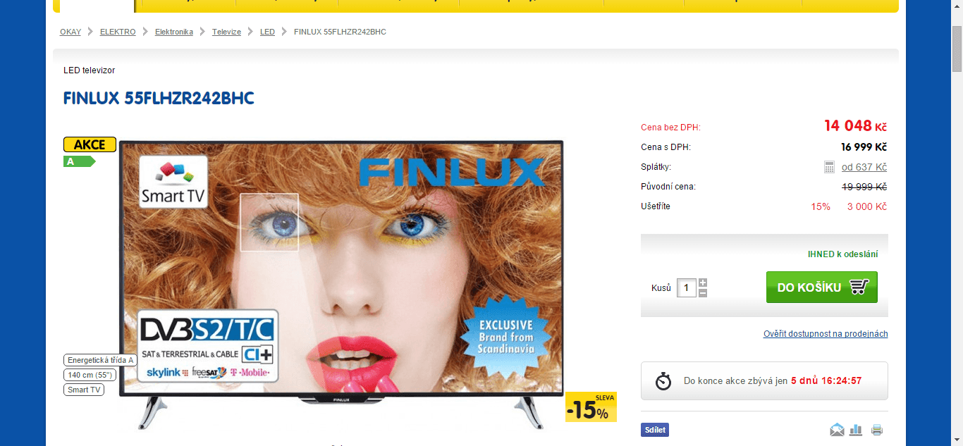 Full HD LED, Smart TV, 140 cm, Finlux