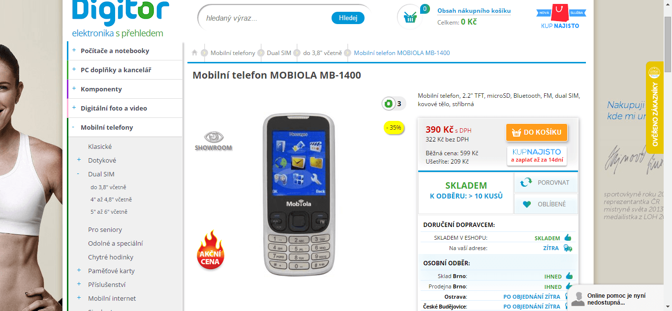 Klasický mobil Mobiola MB1400 - dual