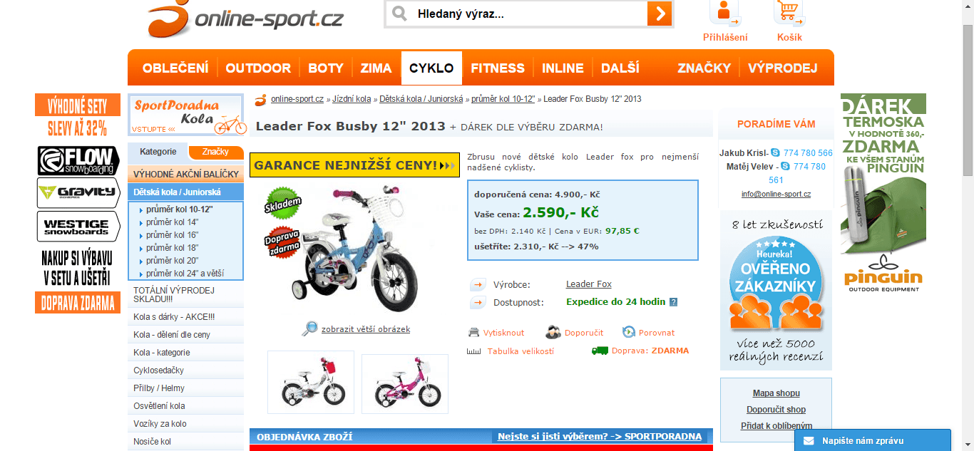 Dětské kolo Leader Fox Busby - modrá