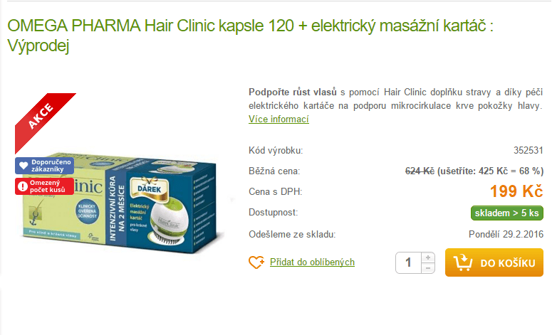 Hair Clinic kapsle 120 + elektrický masážní kartáč