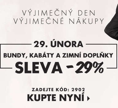 Sleva 29% na zimní kabáty, bundy a doplňky