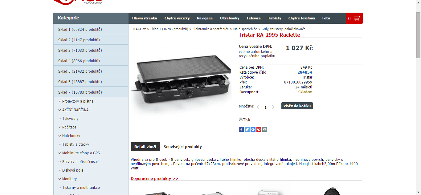 Stolní gril a raclette Tristar 47x23 cm