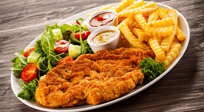 300 g vepřových a 300 g kuřecích řízečků