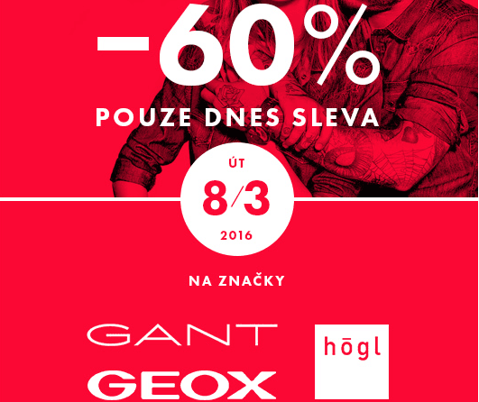 Sleva 60% na značky Geox, Högl, Gant