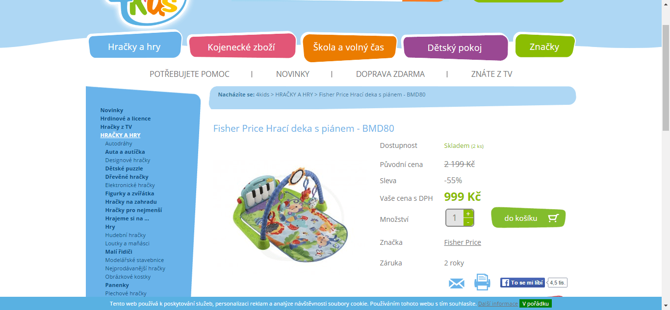 Hrací deka s piánem Fisher Price