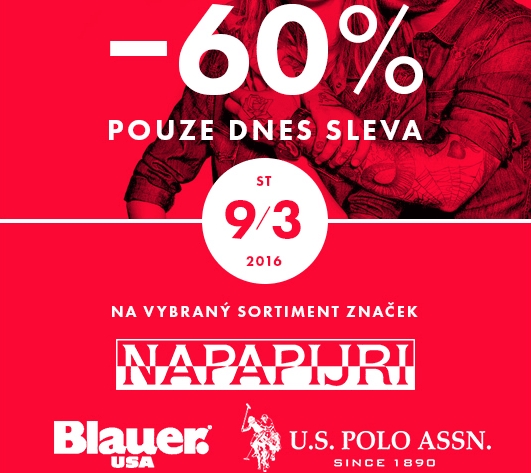Sleva 60% na Napapirji, US Polo a Blauer