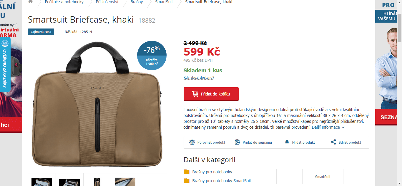 Brašna, nejen na notebook, Smartsuit 16"