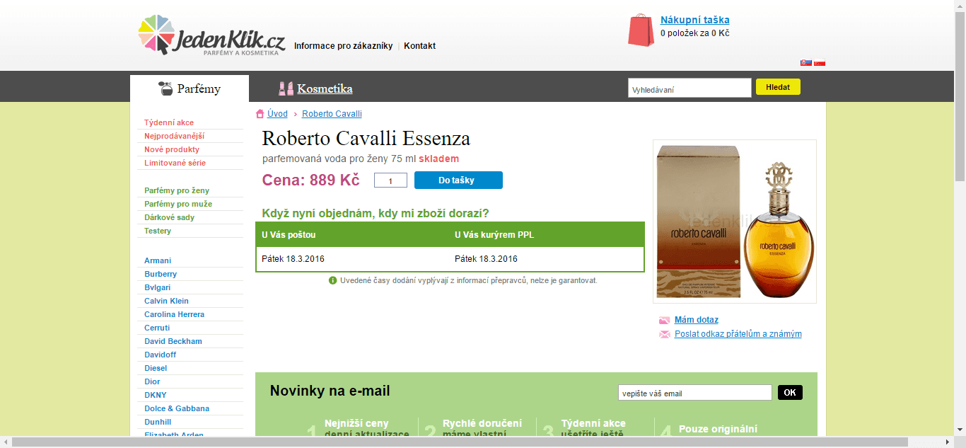 Dámský parfém Roberto Cavalli Essenza 75ml