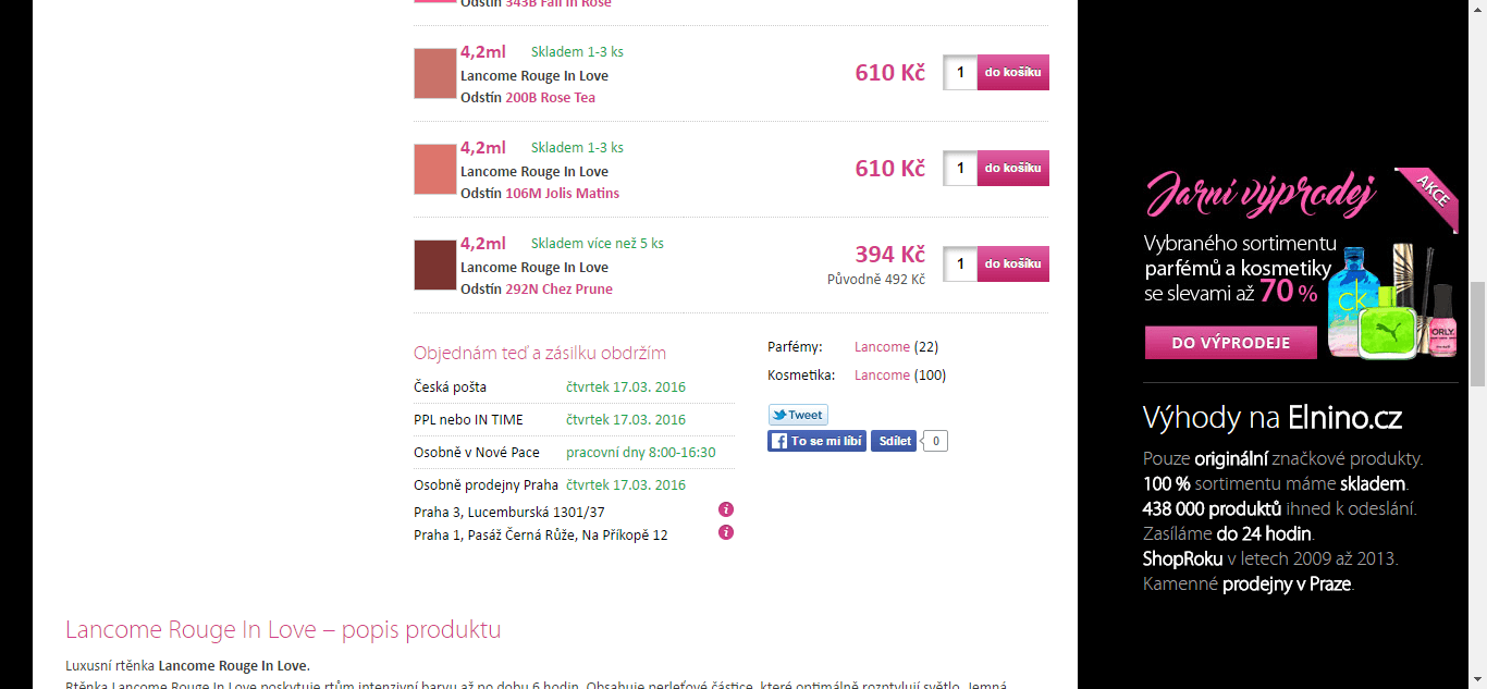 Rtěnky Lancome Rouge in Love