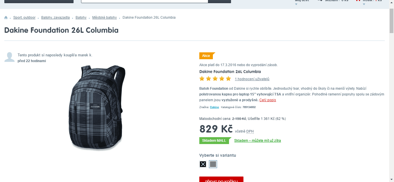 Batoh Dakine Foundation Columbia 26 litrů