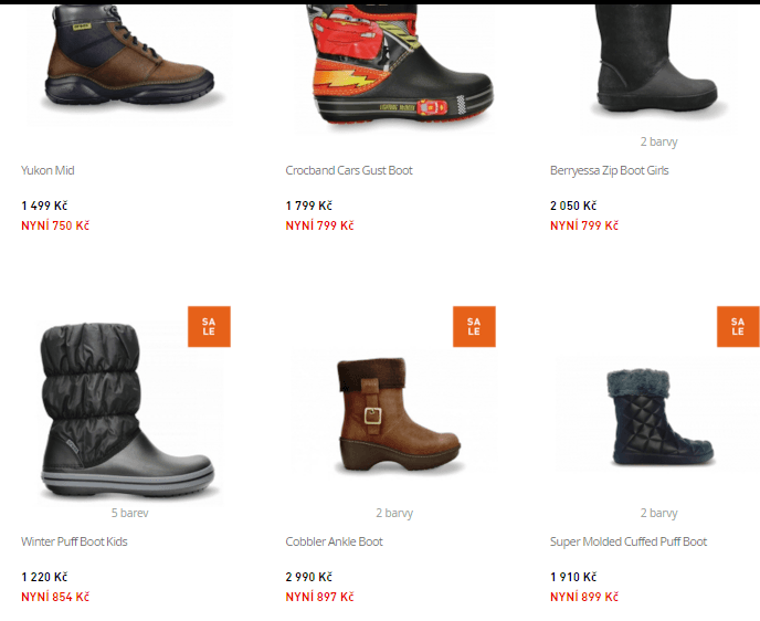 Slevy až 70% na zimní modely Crocs a Toms