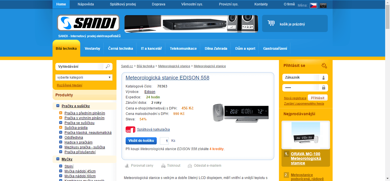 Meteo stanice, hodiny, budík Edison 558