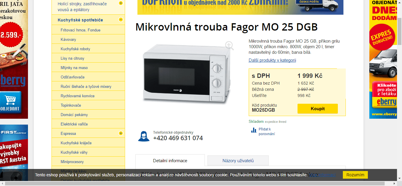 Mikrovlnka s grilem Fagor MO 25 DGB