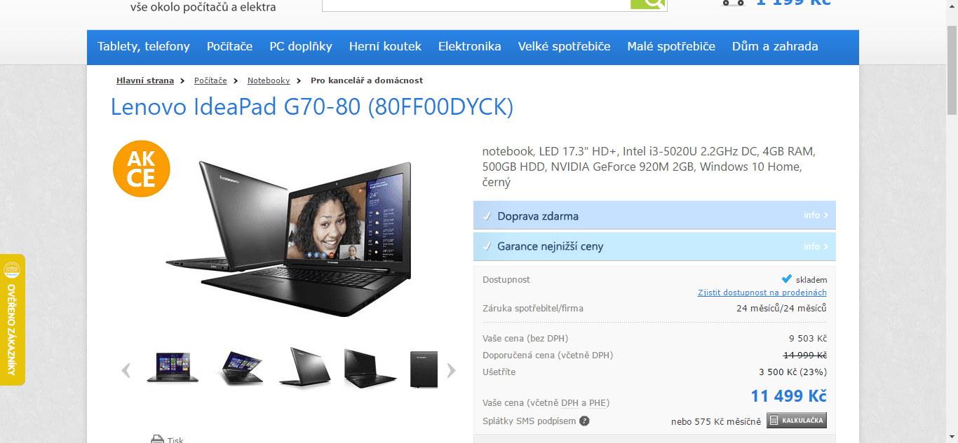 Lenovo, i3, 2,2GHz, 4GB RAM, 2GB NVidia, 17,3"