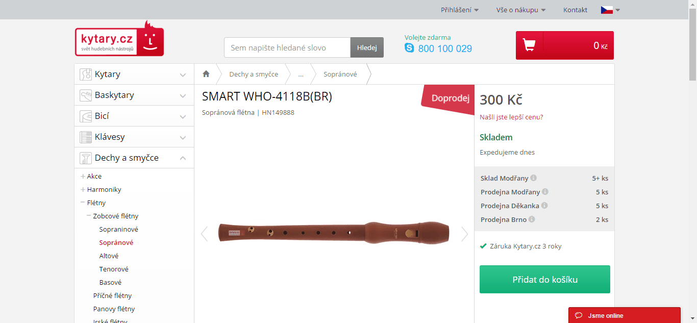 Sopránová flétna Smart - dřevěná