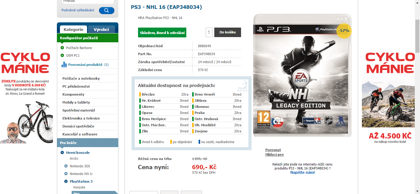 NHL 2016 pro PS3 - CZ verze