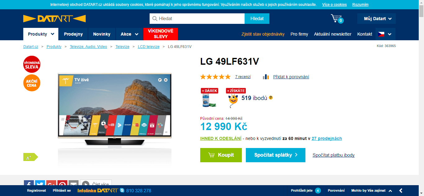 Víkendové slevy na televize LG
