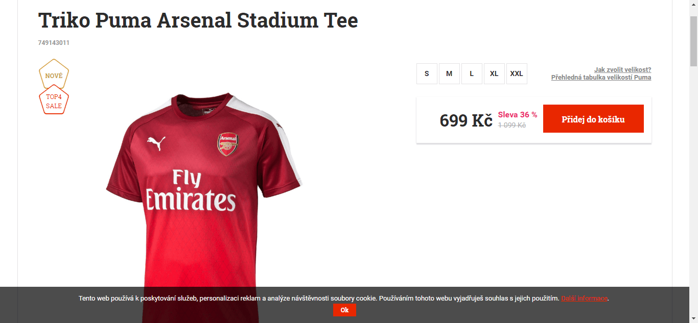 Domácí dres FC Arsenal