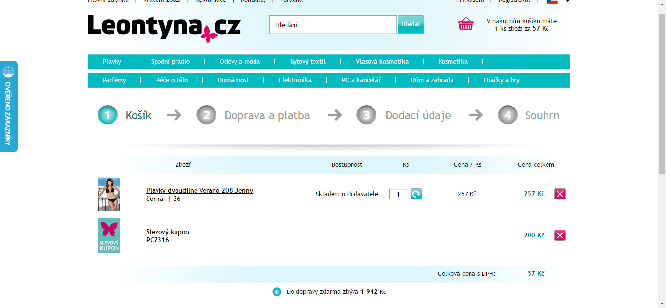 Sleva 200 Kč na nákup spodního prádla a plavek